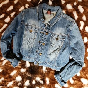 Vintage Zana Di Grunge Y2K Denim Women's Cropped Jean Jacket Plus Size 24